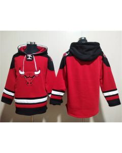 Men's Chicago Bulls Blank Red/Black Ageless Must-Have Lace-Up Pullover Hoodie