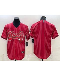 Men's Chicago Bulls Blank Red Cool Base Stitched Baseball Jersey (Red)