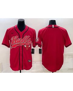 Men's Chicago Bulls Blank Red Cool Base Stitched Baseball Jersey