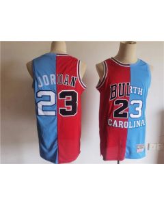 Men's Chicago Bulls/North Carolina #23 Michael Jordan White/Blue Split Throwback Stitched Jersey