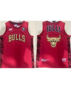 Men's Chicago Bulls Red Big Logo Stitched Basketball Jersey