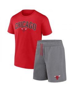 Men's Chicago Bulls Red/Heather Gray Arch T-Shirt & Shorts Combo Set