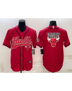Men's Chicago Bulls Red Team Big Logo Cool Base Stitched Baseball Jersey