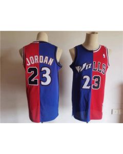 Men's Chicago Bulls/Wizards #23 Michael Jordan Red/Blue Throwback Stitched Jersey
