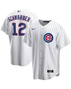 Men's Chicago Cubs #12 Kyle Schwarber White Cool Base Stitched MLB Jersey