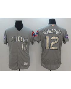 Men's Chicago Cubs #12 Kyle Schwarber World Series Champions Grey Program Flexbase Stitched MLB Jersey (Grey)