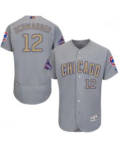 Men's Chicago Cubs #12 Kyle Schwarber World Series Champions Grey Program Flexbase Stitched MLB Jersey