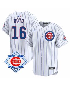 Men's Chicago Cubs #16 Matthew Boyd White Nike Home Vapor Limited 150th Anniversary Authentic Lettering Jersey (White)