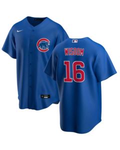 Men's Chicago Cubs #16 Patrick Wisdom Blue Cool Base Stitched Baseball Jersey