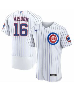 Men's Chicago Cubs #16 Patrick Wisdom White Flex Base Stitched Jersey