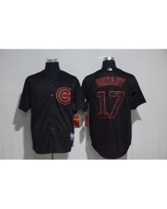 Men's Chicago Cubs #17 Kris Bryant Black Strip Stitched MLB Jersey