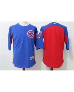 Men's Chicago Cubs #17 Kris Bryant Blue/Red Authentic Collection On-Field 3/4 Sleeve Batting Practice Stitched MLB Jersey