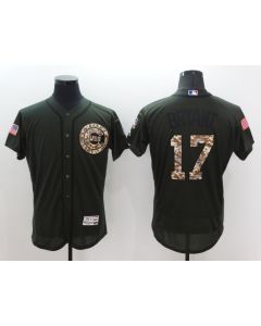 Men's Chicago Cubs #17 Kris Bryant Green Salute To Service Flex Base Stitched Jersey