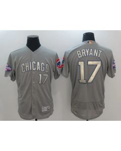 Men's Chicago Cubs #17 Kris Bryant World Series Champions Grey Program Flexbase Stitched MLB Jersey