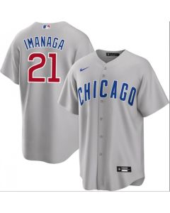 Men's Chicago Cubs #21 Shota Imanaga Grey Cool Base Stitched Baseball Jersey