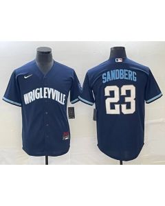 Men's Chicago Cubs #23 Ryne Sandberg Navy City Connect Cool Base Stitched Baseball Jersey