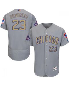 Men's Chicago Cubs #23 Ryne Sandberg World Series Champions Grey Program Flexbase Stitched MLB Jersey