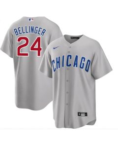 Men's Chicago Cubs #24 Cody Bellinger Grey Cool Base Stitched Jersey
