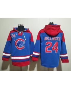 Men's Chicago Cubs #24 Cody Bellinger Royal/Red Ageless Must-Have Lace-Up Pullover Hoodie