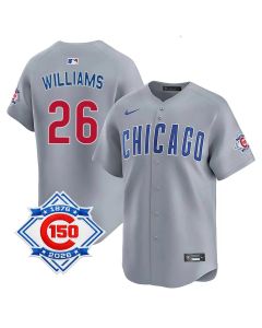 Men's Chicago Cubs #26 Billy Williams Grey Nike Road Vapor Limited 150th Anniversary Authentic Lettering Jersey (Grey)