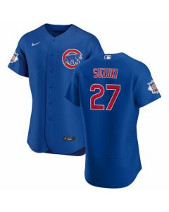 Men's Chicago Cubs #27 Seiya Suzuki Blue Flex Base Stitched Jersey