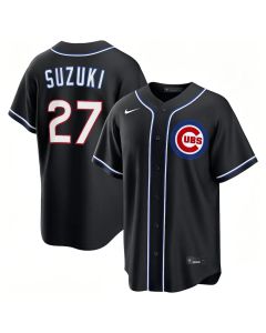 Men's Chicago Cubs #27 Seiya Suzuki Nike Black Fashion Replica Player Jersey (Black)