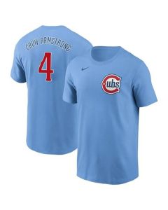 Men's Chicago Cubs #4 Pete Crow-Armstrong Baby Blue Fuse Name & Number T-Shirt