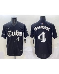 Men's Chicago Cubs #4 Pete Crow-Armstrong Black "Gothic North Side Edition" Vapor Premier Limited Stitched Baseball Jersey