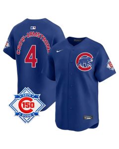 Men's Chicago Cubs #4 Pete Crow-Armstrong Royal Nike Alternate Vapor Limited 150th Anniversary Authentic Lettering Jersey (Royal)