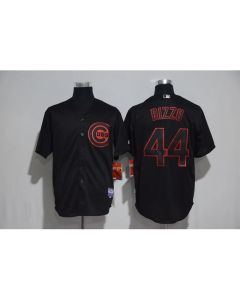 Men's Chicago Cubs #44 Anthony Rizzo Black Strip Stitched MLB Jersey