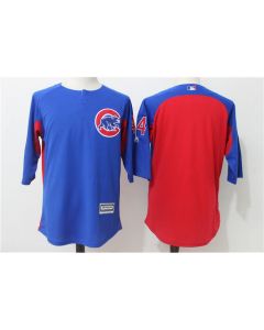 Men's Chicago Cubs #44 Anthony Rizzo Blue/Red Authentic Collection On-Field 3/4 Sleeve Batting Practice Stitched MLB Jersey