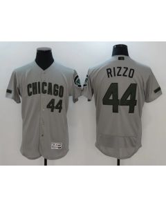 Men's Chicago Cubs #44 Anthony Rizzo Gray And Green Flex base Stitched Jersey