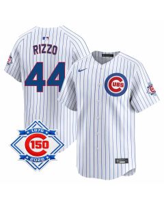 Men's Chicago Cubs #44 Anthony Rizzo White Nike Home Vapor Limited 150th Anniversary Authentic Lettering Jersey (White)