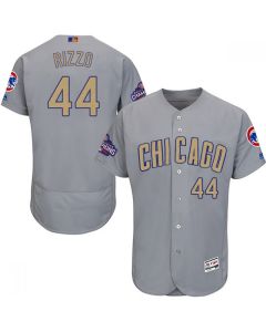 Men's Chicago Cubs #44 Anthony Rizzo World Series Champions Grey Program Flexbase Stitched MLB Jersey