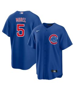 Men's Chicago Cubs #5 Christopher Morel Chicago Blue Cool Base Stitched Baseball Jersey
