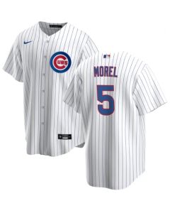 Men's Chicago Cubs #5 Christopher Morel Chicago White Cool Base Stitched Baseball Jersey