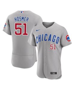 Men's Chicago Cubs #51 Eric Hosmer Grey Flex Base Stitched Baseball Jersey