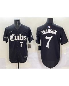 Men's Chicago Cubs #7 Dansby Swanson Black "Gothic North Side Edition" Vapor Premier Limited Stitched Baseball Jersey