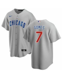 Men's Chicago Cubs #7 Yan Gomes Grey Cool Base Stitched Baseball Jersey