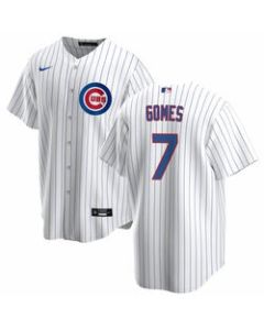 Men's Chicago Cubs #7 Yan Gomes White Cool Base Stitched Baseball Jersey