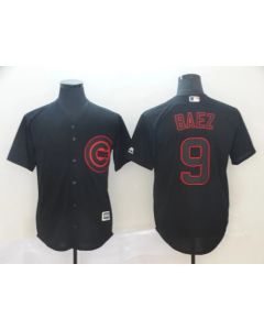 Men's Chicago Cubs #9 Javier Baez Black Lights Out Stitched MLB Jersey