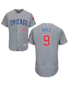 Men's Chicago Cubs #9 Javier Baez Grey Flexbase Authentic Collection Road Stitched MLB Jersey