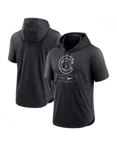 Men's Chicago Cubs Black Short Sleeve Pullover Hoodie