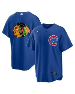 Men's Chicago Cubs & Blackhawks Royal Cool Base Stitched Baseball Jersey