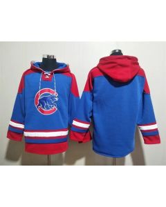 Men's Chicago Cubs Blank Royal/Red Ageless Must-Have Lace-Up Pullover Hoodie