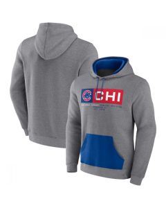 Men's Chicago Cubs Heathered Gray iconic Steppin Up Fleece Pullover Hoodie