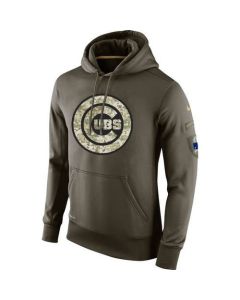 Men's Chicago Cubs Olive Salute To Service KO Performance Hoodie