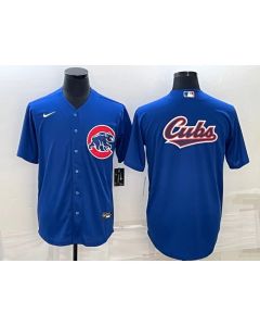 Men's Chicago Cubs Royal Team Big Logo Cool Base Stitched Jersey (Royal)