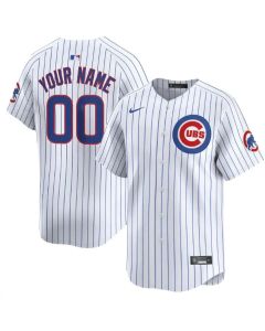 Men's Chicago Cubs White Home Replica Custom Jersey