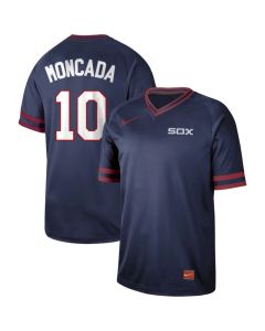 Men's Chicago White Sox #10 Yoan Moncada Navy Cooperstown Collection Legend Stitched MLB Jersey